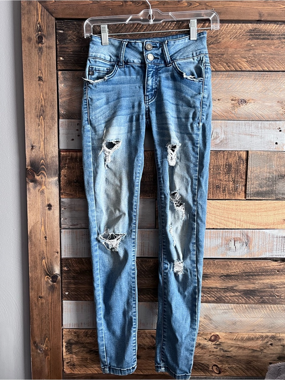 Kan can Blue Distressed Women's Skinny Jeans size 0